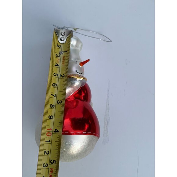 William Sonoma Blown Glass Snowman Chef Ornament Silver & Red 5" - Picture 5 of 7